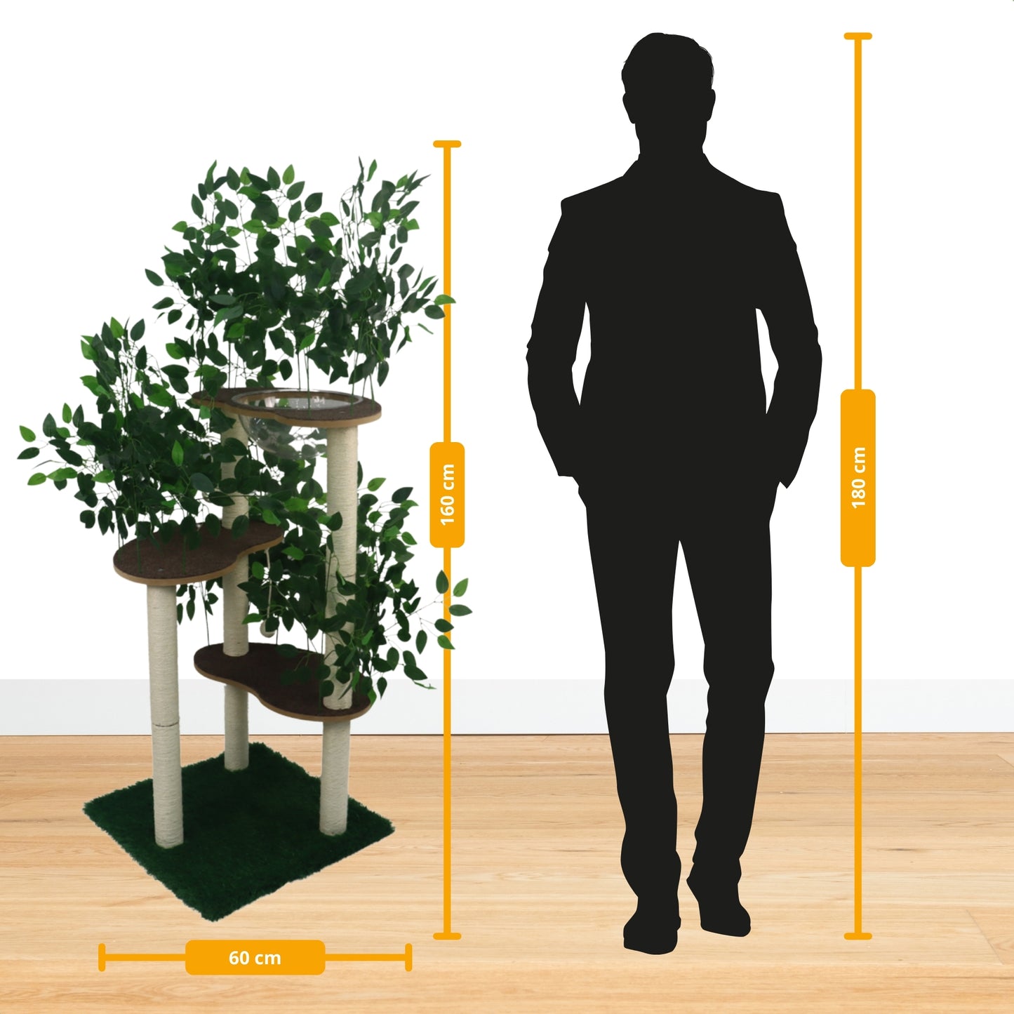 Cat Tower with Leaves and Bed - Scratching Post for Cats - Scratching Posts - 3-Tier - Cat Tree