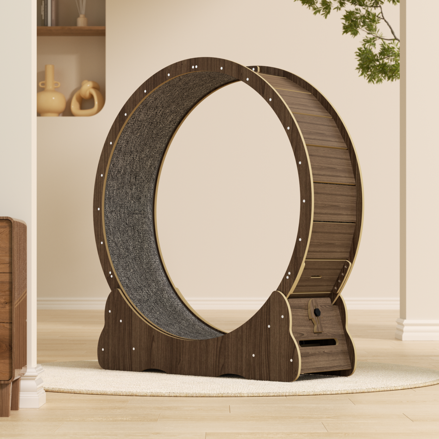 Cat Wheel - Running Wheel for Cats - Walnut
