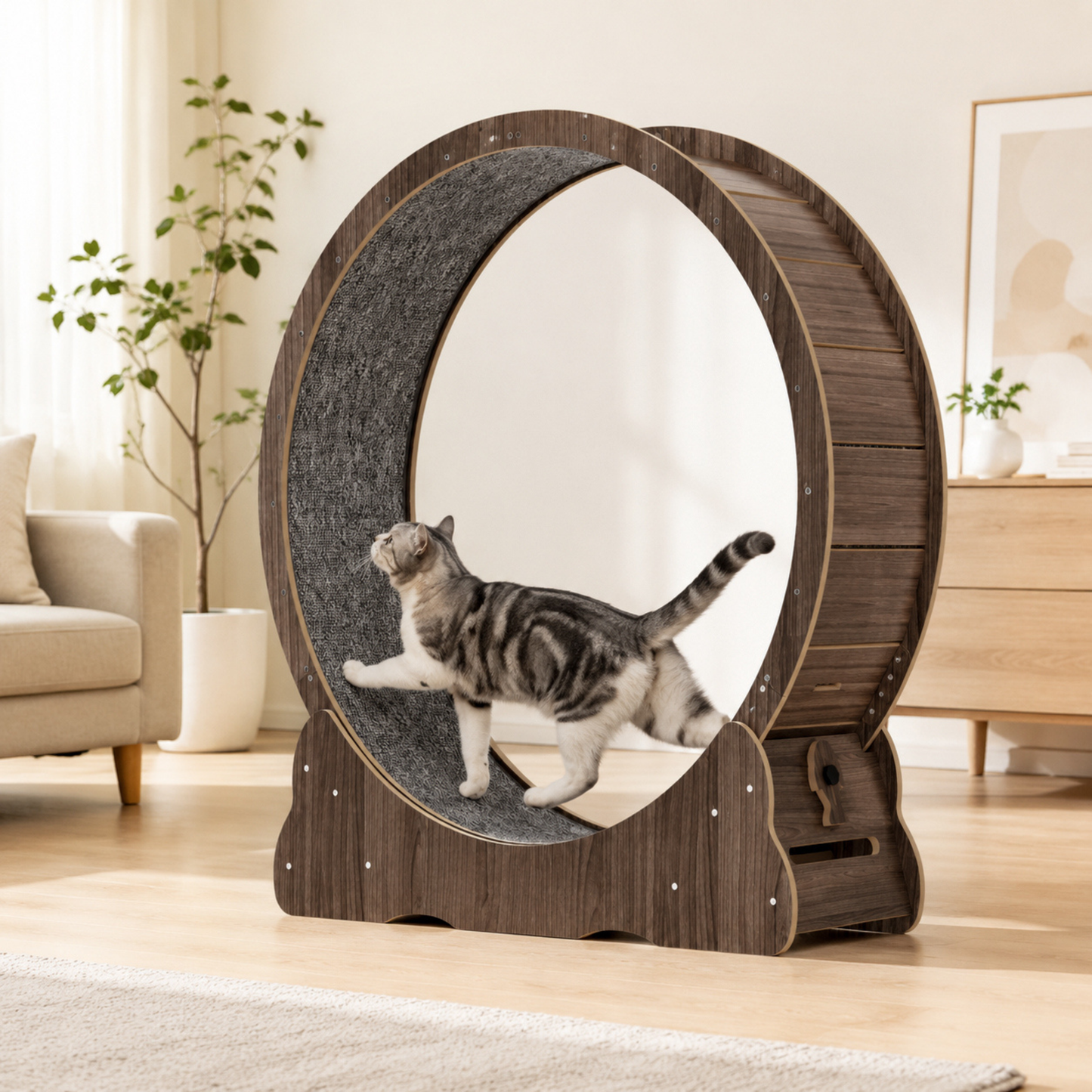 Cat Wheel - Running Wheel for Cats - Walnut