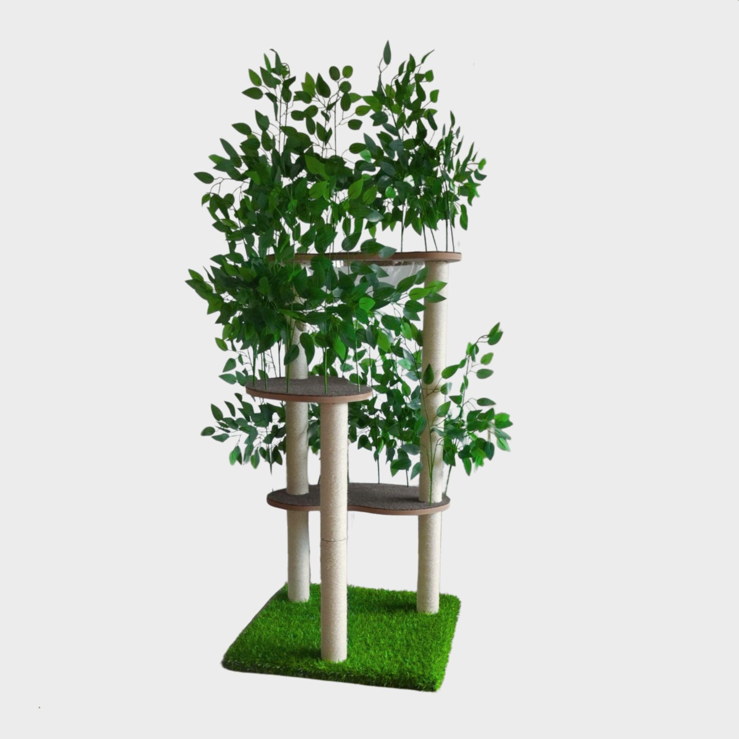 kattenboom met bladeren en ligkom - Krabpaal voor katten - 3-laags